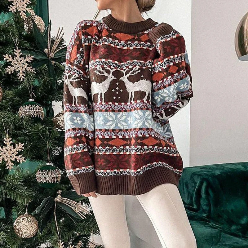 Pull de Noël femme – Pull chaud en maille avec motif hivernal – Image 3