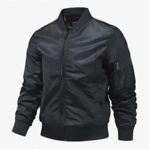 Blouson bomber homme – Veste brillante élégante avec fermeture éclair et poches