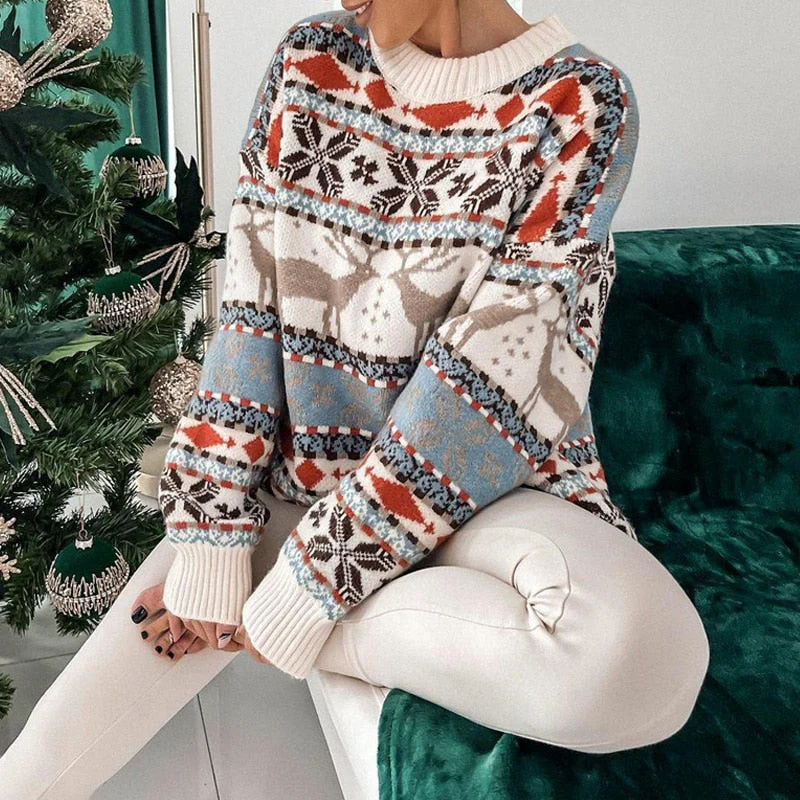 Pull de Noël femme – Pull chaud en maille avec motif hivernal – Image 9
