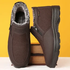 Bottes d’Hiver Homme – Chaussures Chaudes avec Fermeture Éclair et Semelle Antidérapante