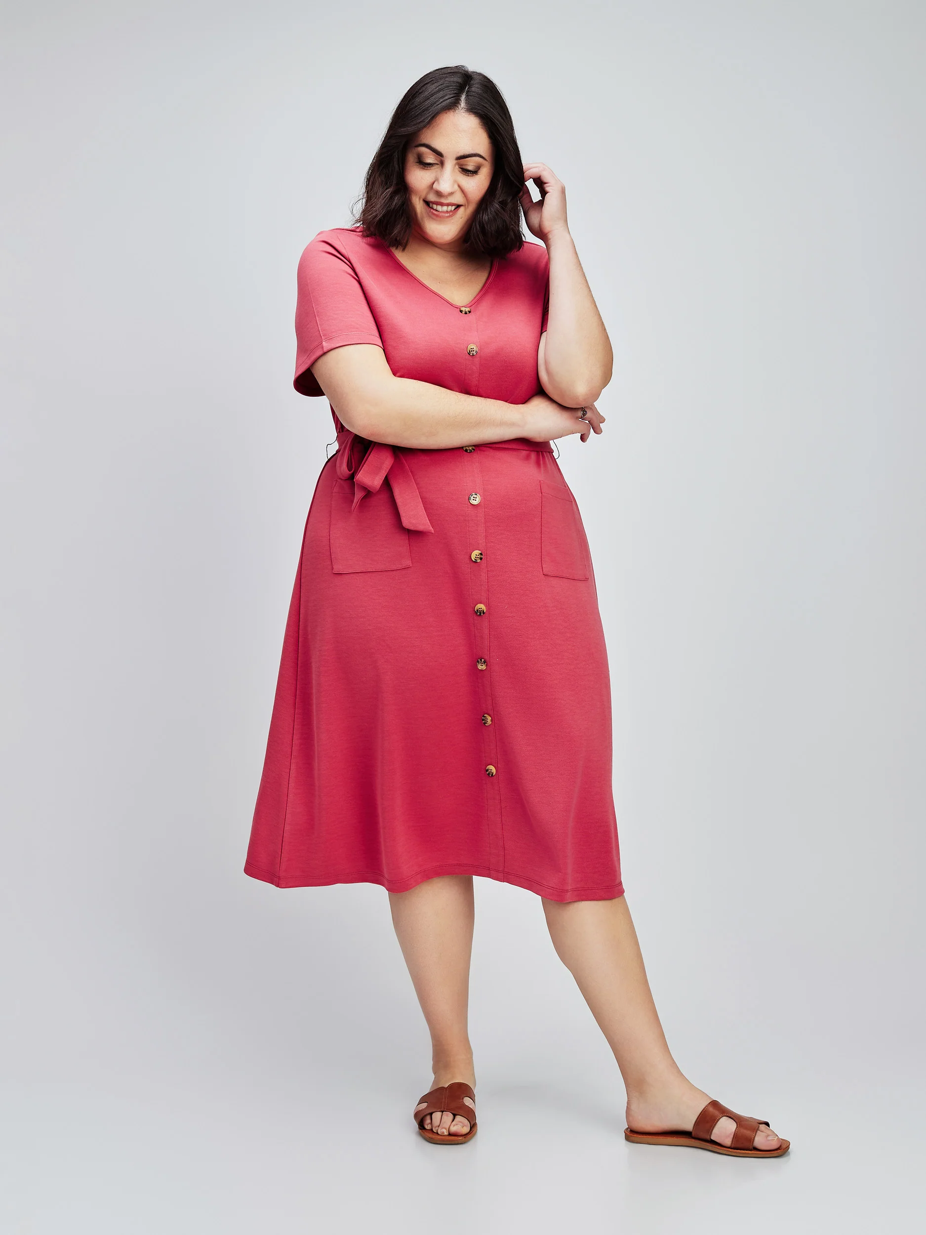 Robe midi évasée en tricot – Image 2