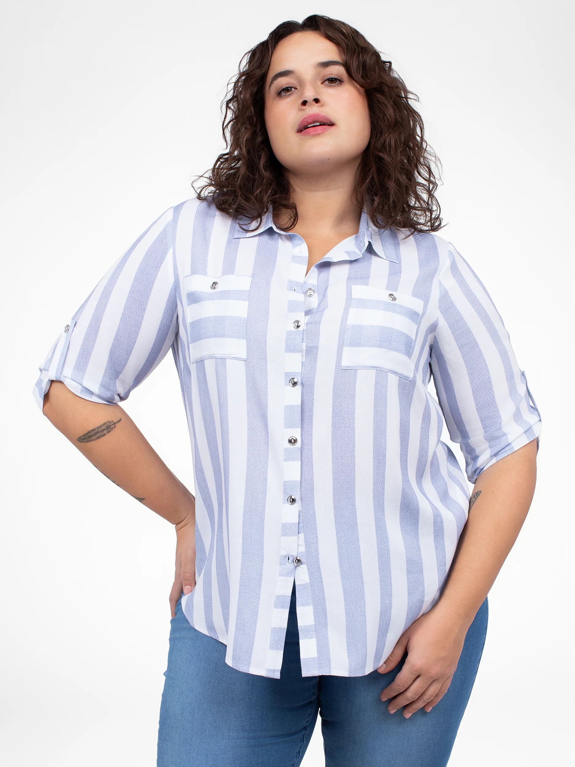 Blouse à manches 3/4 avec boutons