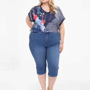 Capri étroit en denim à enfiler