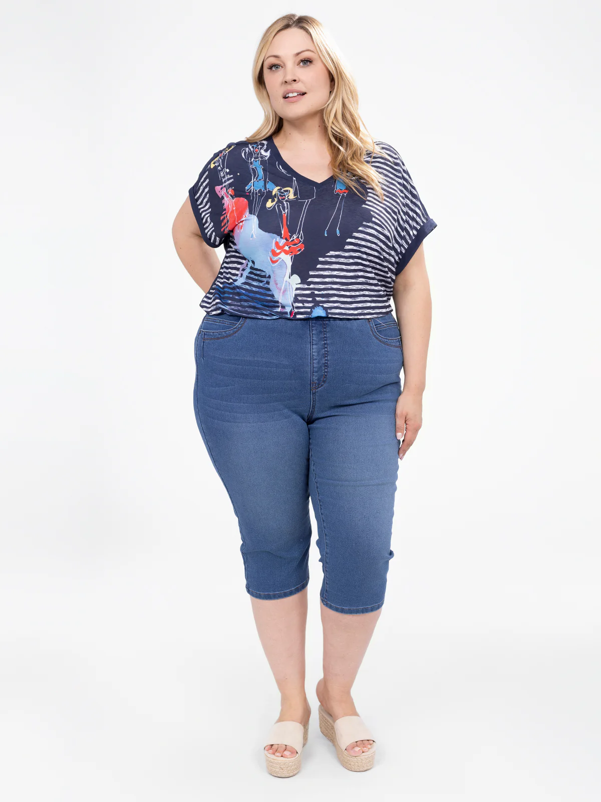 Capri étroit en denim à enfiler – Image 2