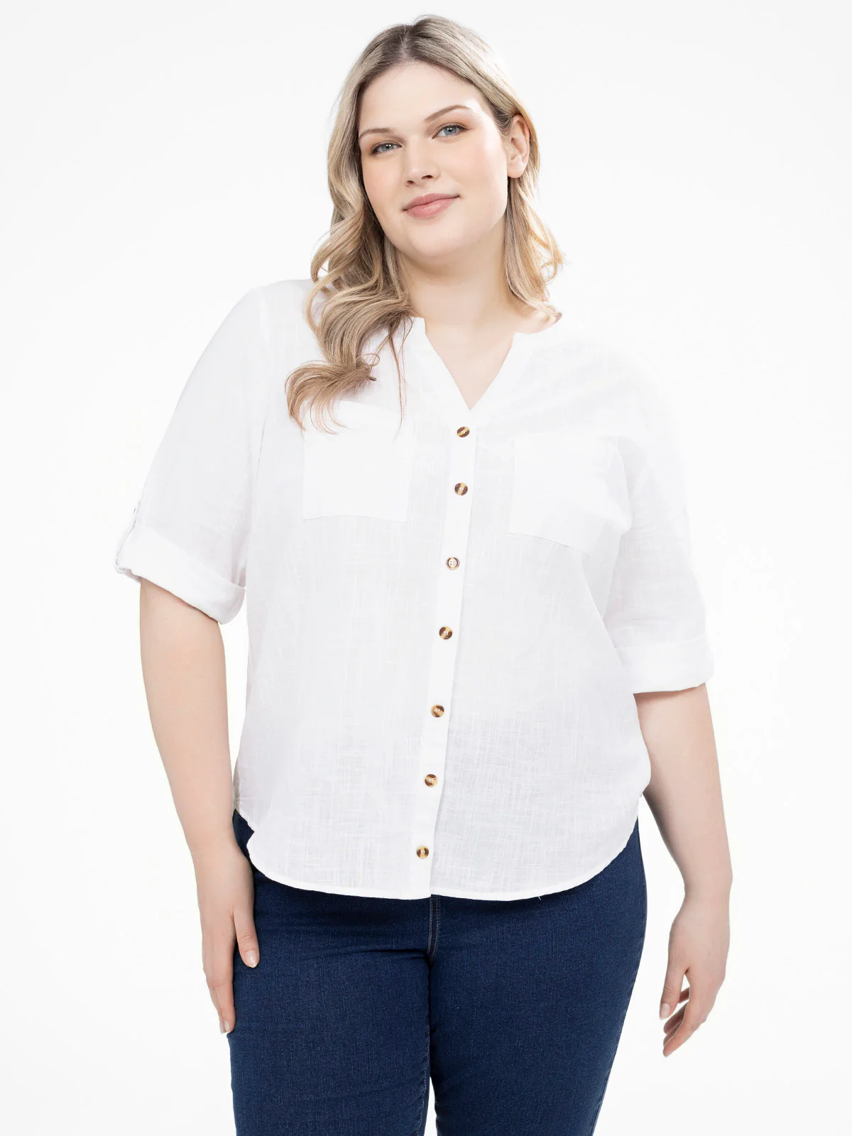 Blouse à manches 3/4 avec boutons