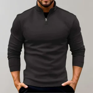 Pull Homme à Col Zippé et Coupe Ajustée