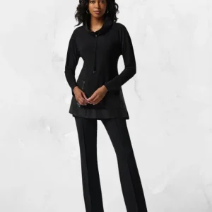 Tunique à col entonnoir en tricot soyeux