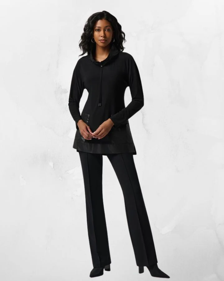 Tunique à col entonnoir en tricot soyeux