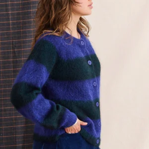 Gilet en mohair Lipa vert & bleu