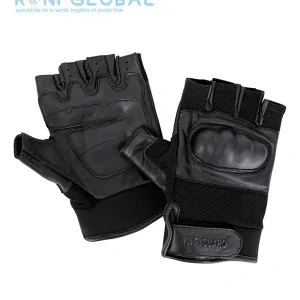 Mitaine de sécurité noire, coquée et réglable en cuir et jersey polyester - MITAINES COQUEES CITYGUARD