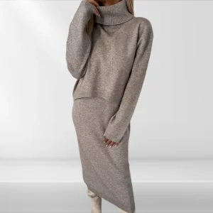 Robe Pull Col Roulé Tricotée – Élégante Robe Longue d’Hiver pour Femme