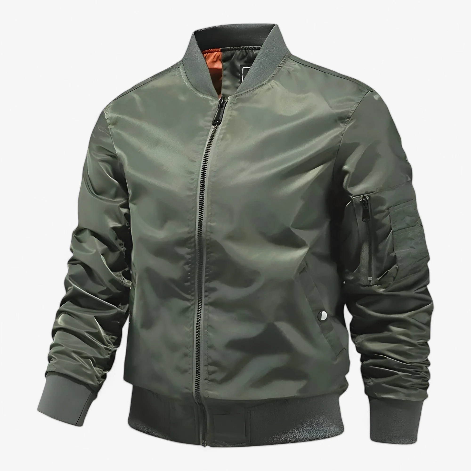 Blouson bomber homme – Veste brillante élégante avec fermeture éclair et poches – Image 5