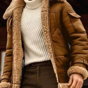 Blouson aviateur vintage homme avec col en fourrure – Chaud et élégant