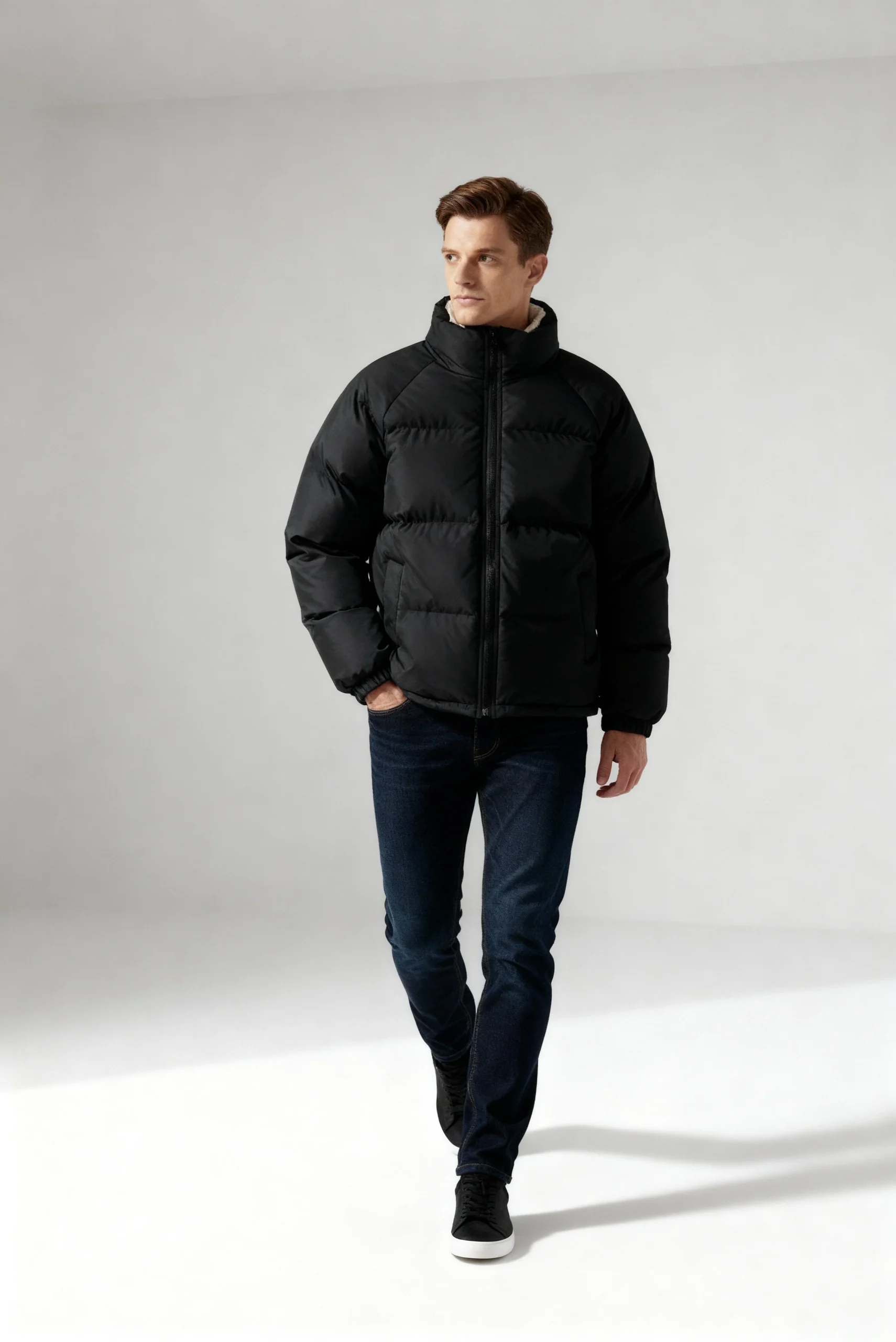 Veste d’Hiver Matelassée Homme – Manteau Chaud avec Col Montant et Doublure – Image 3