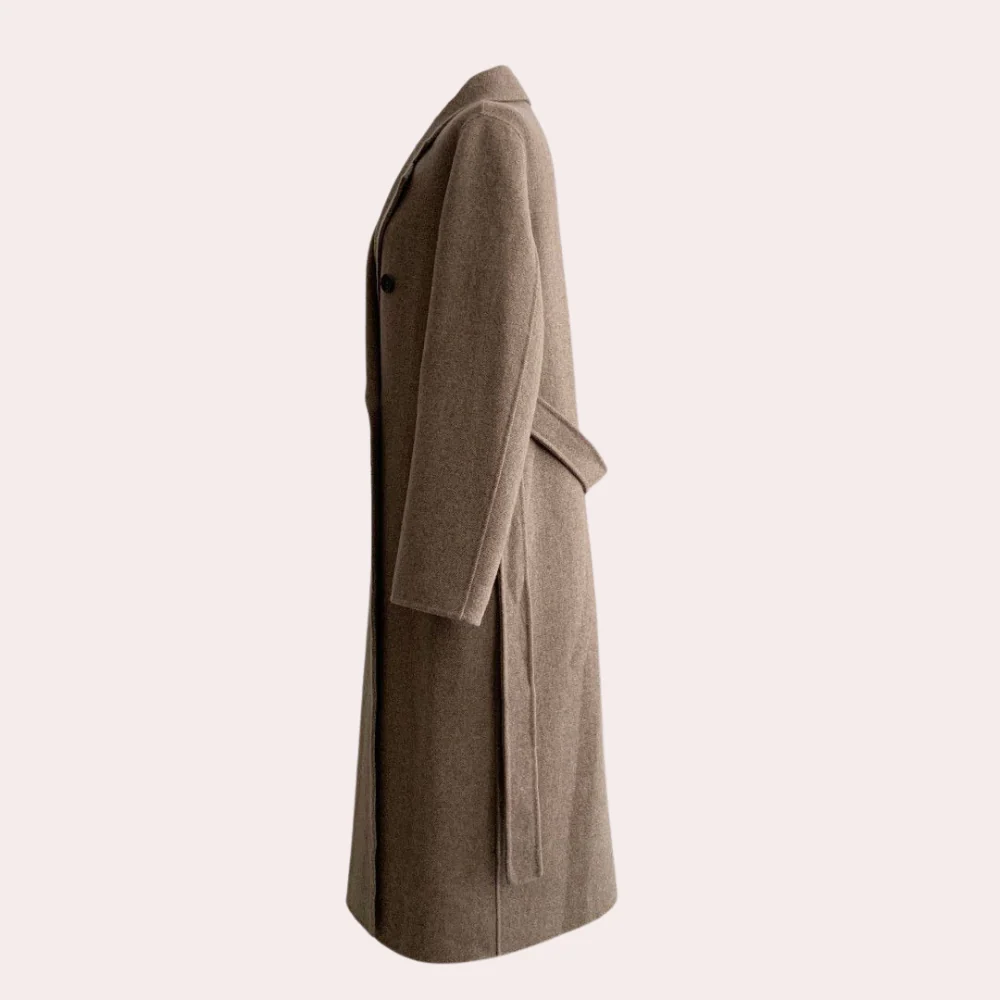 Manteau Long Femme – Manteau Élégant Minimaliste avec Ceinture – Image 7