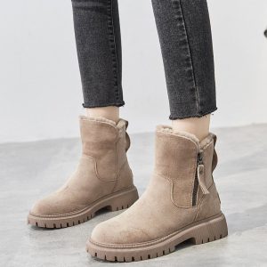 Bottes d’hiver femme – Bottes chaudes doublées avec fermeture éclair