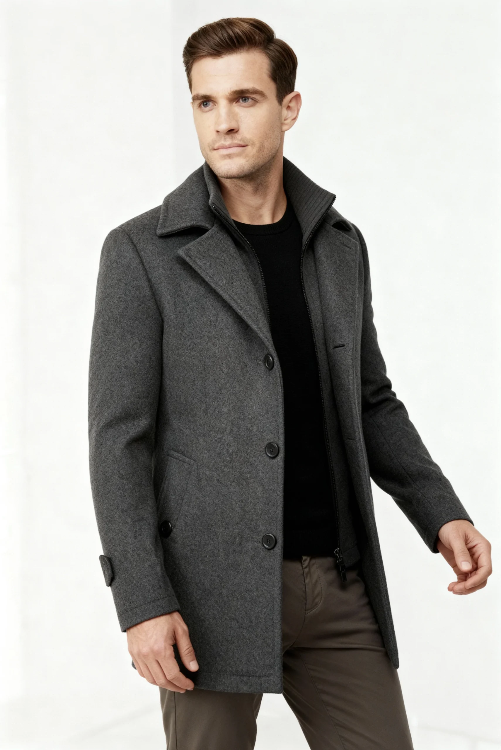 Veste d’Hiver Matelassée Homme – Manteau Chaud avec Col Montant et Doublure – Image 3