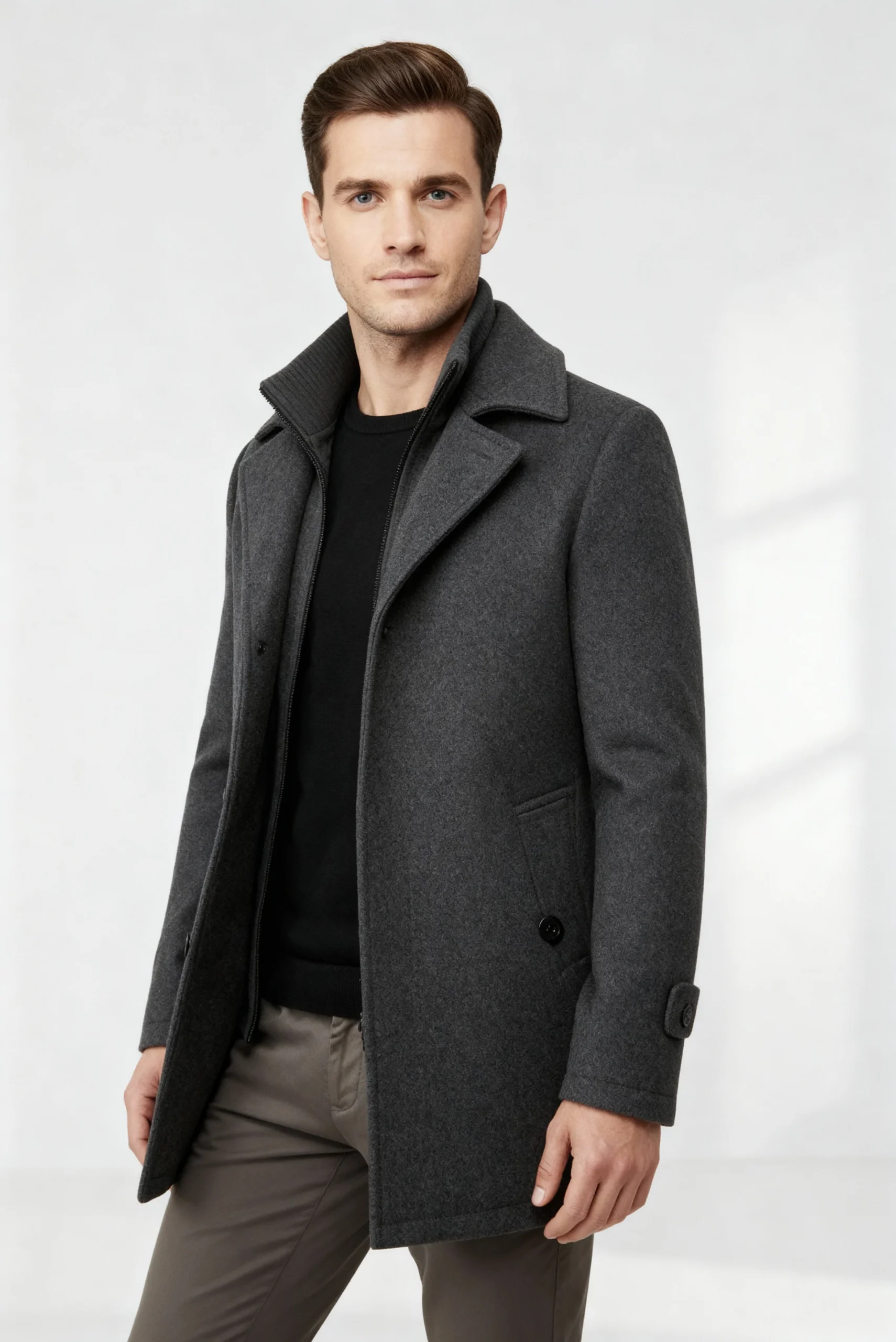 Veste d’Hiver Matelassée Homme – Manteau Chaud avec Col Montant et Doublure – Image 4