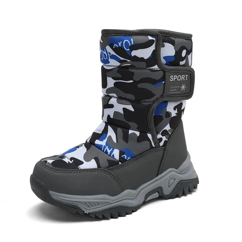 Bottes d’hiver enfant – Bottes de neige chaudes camouflage avec semelle antidérapante – Image 3