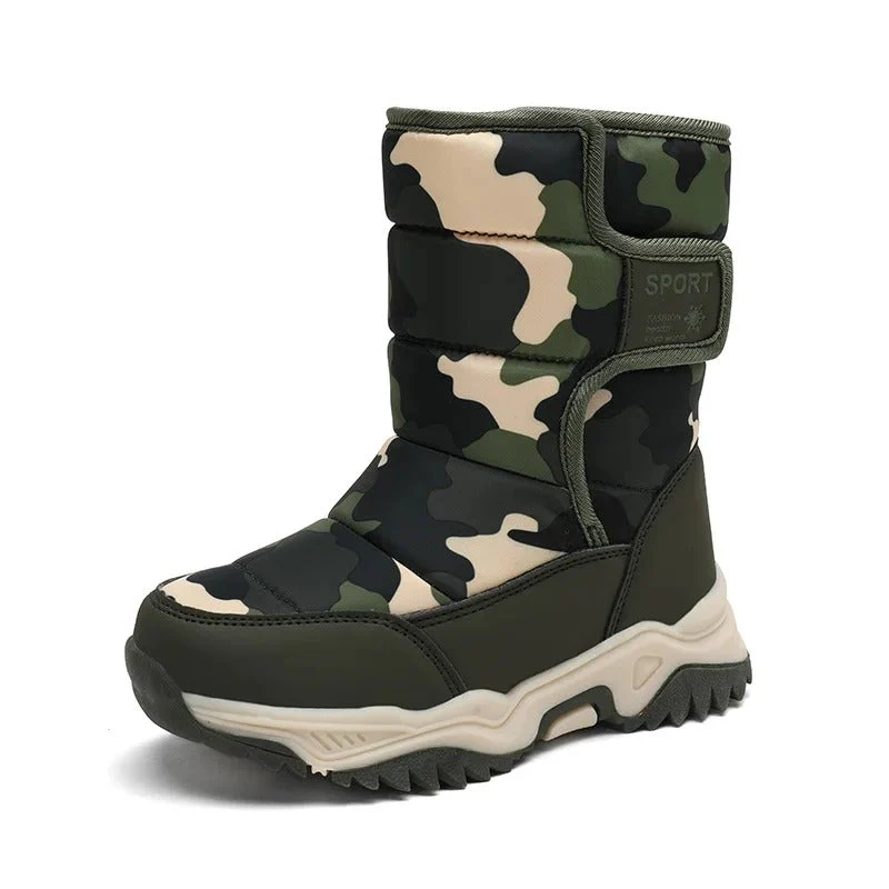 Bottes d’hiver enfant – Bottes de neige chaudes camouflage avec semelle antidérapante – Image 4