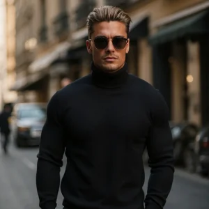 Pull Col Roulé Homme en 100% Laine - Confortable et Intemporel