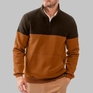 Pull homme à blocs de couleur – Sweat chaud demi-zip au look moderne