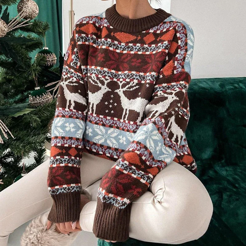 Pull de Noël femme – Pull chaud en maille avec motif hivernal – Image 7