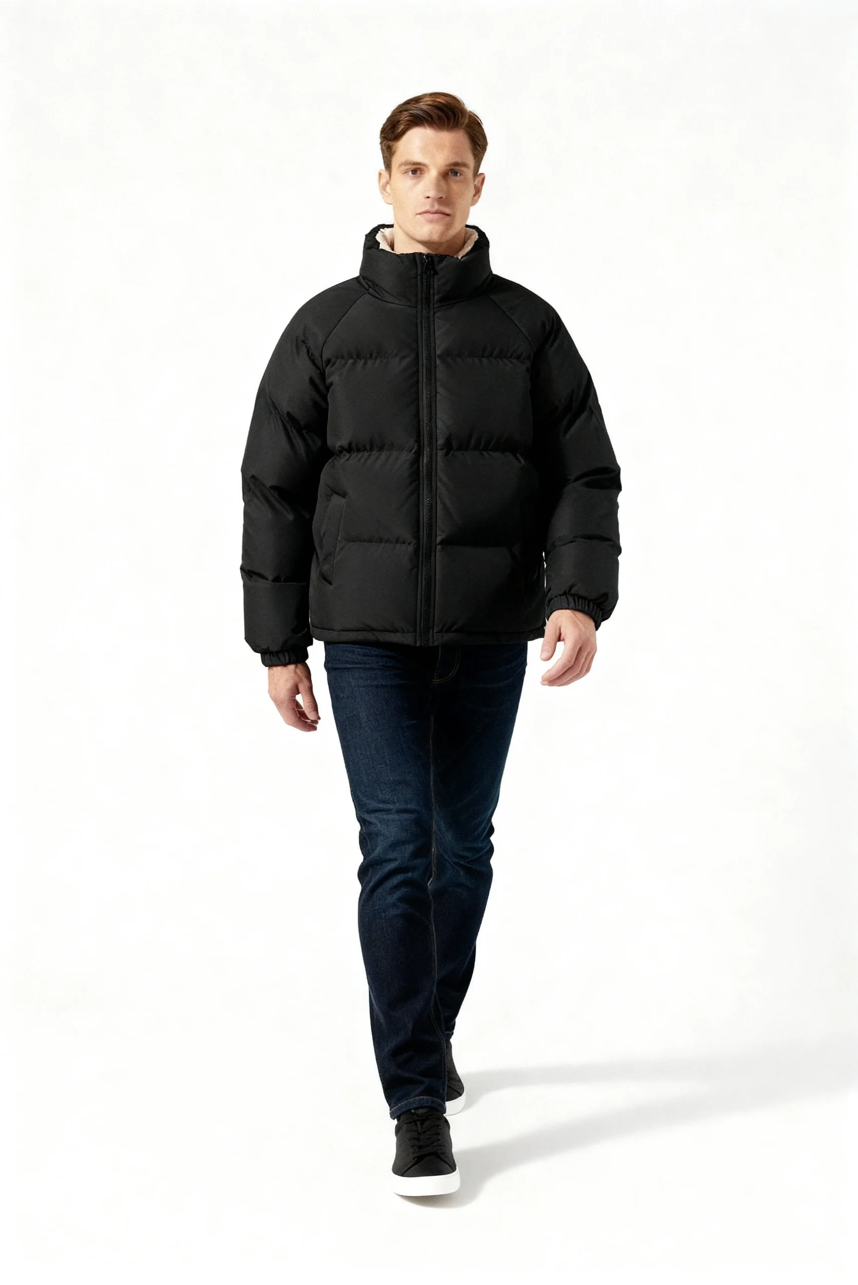 Veste d’Hiver Matelassée Homme – Manteau Chaud avec Col Montant et Doublure – Image 9