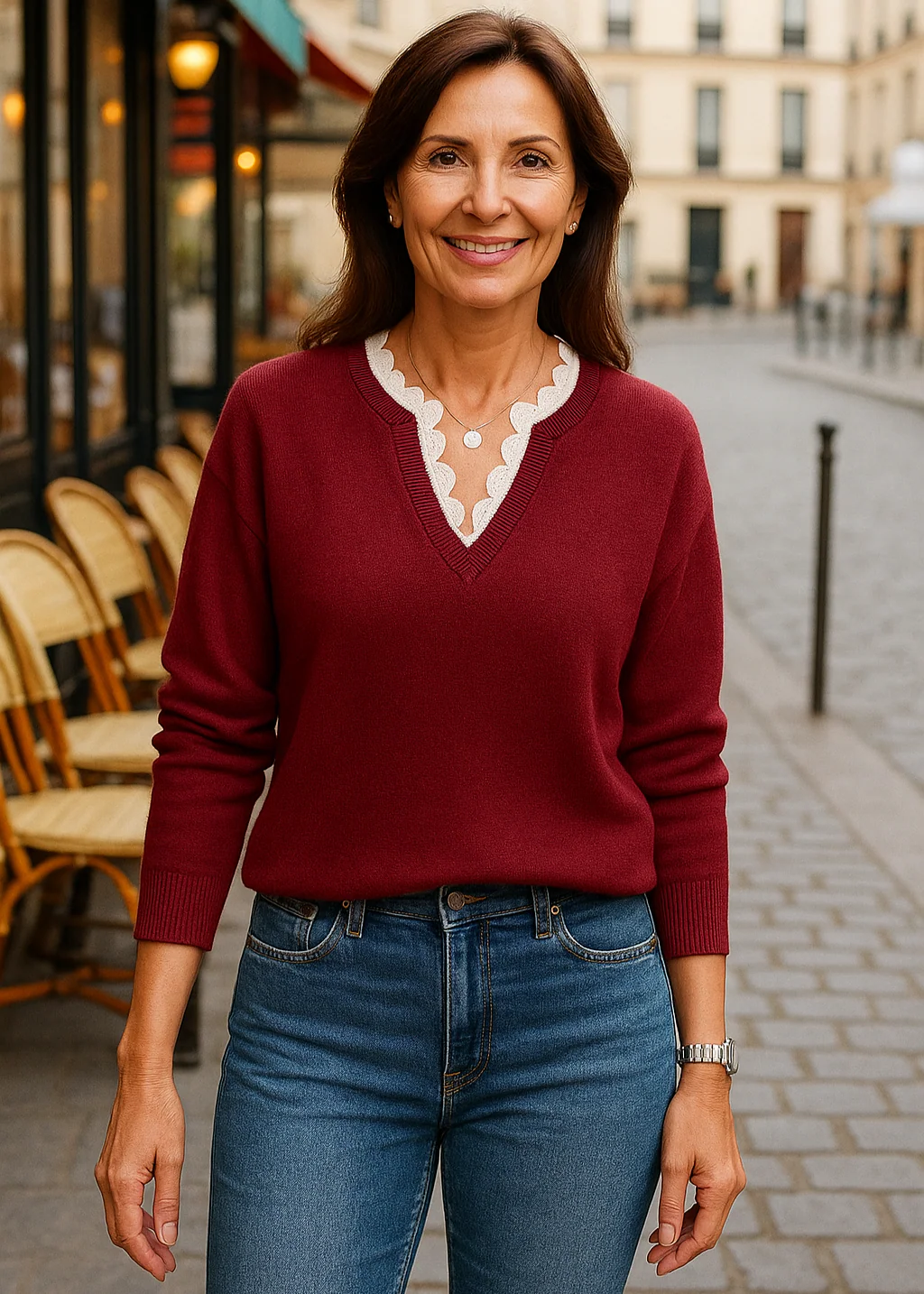 Alana ~ pull en maille à col v – Image 5