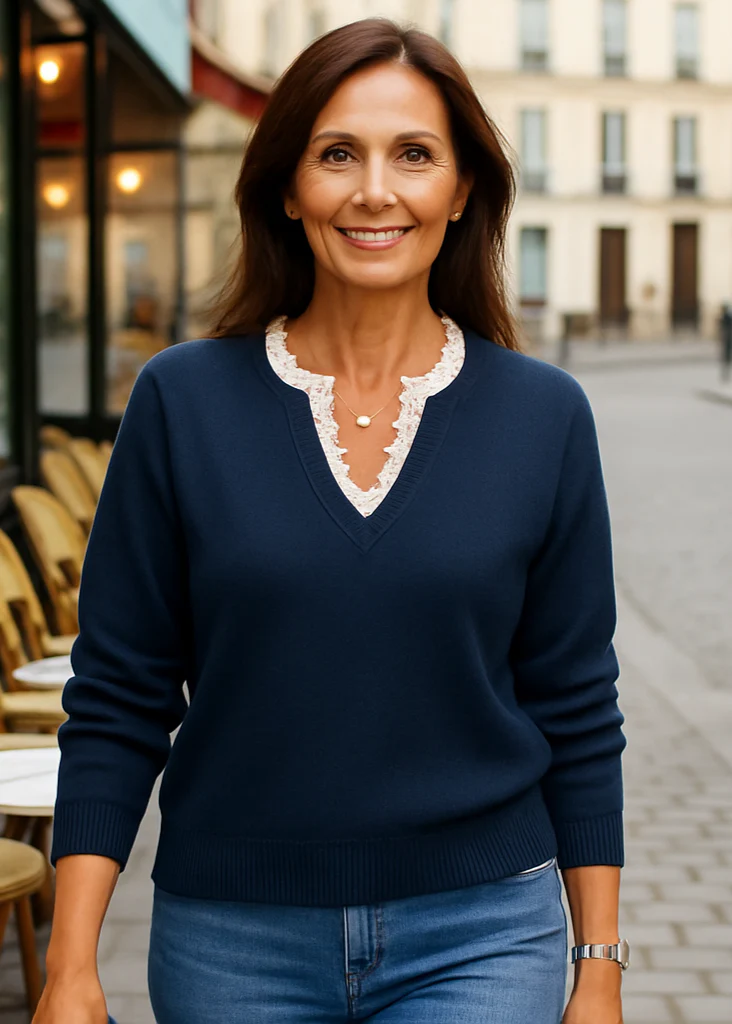 Alana ~ pull en maille à col v – Image 3