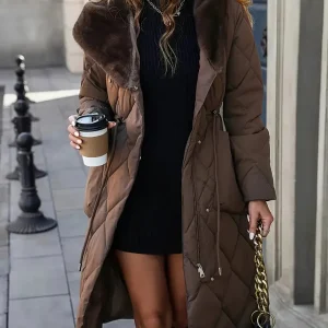 Jeane ~ Élégant manteau d'hiver matelassé avec col en fausse fourrure