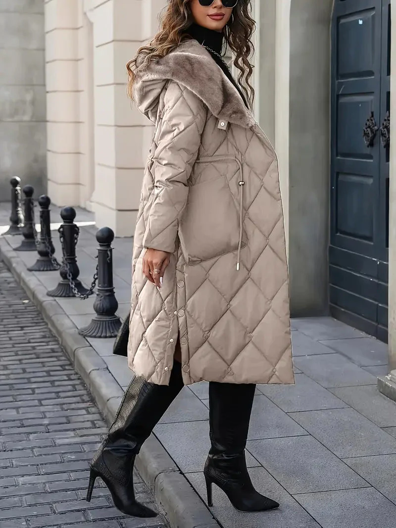 Jeane ~ Élégant manteau d'hiver matelassé avec col en fausse fourrure – Image 3