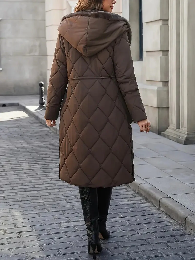 Jeane ~ Élégant manteau d'hiver matelassé avec col en fausse fourrure – Image 7