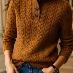 Pearl ~ Pull à col montant torsadé élégant