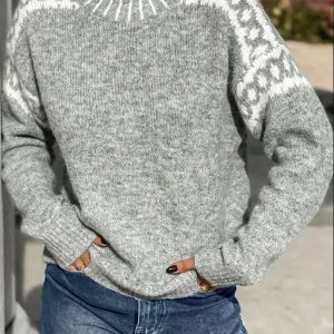 Stephanie ~ Pull Col Roulé Décontracté Avec Motif Imprimé