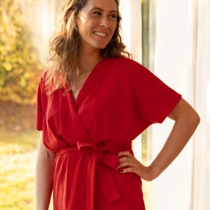 Haut drapé Coquelicot