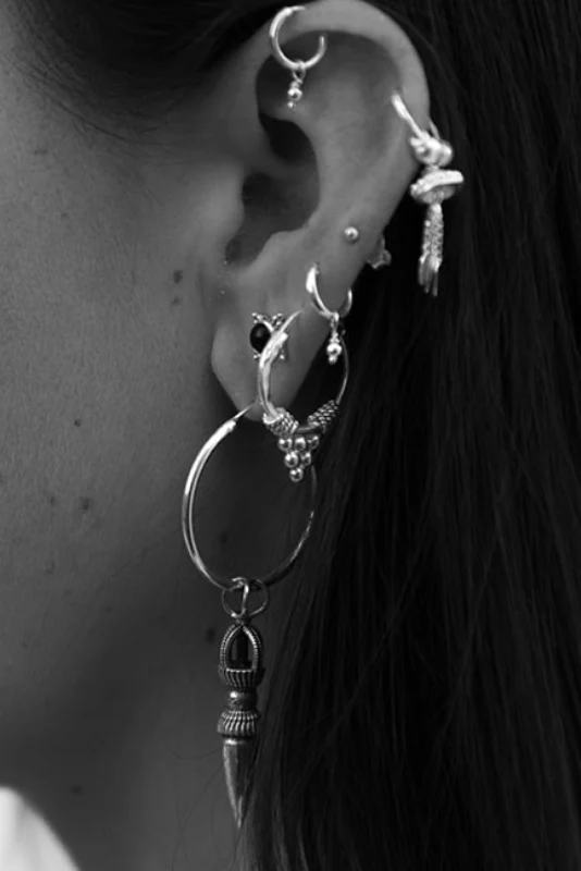 NOIR KALA Anneaux Beaded Mountain - Argent – Image 3