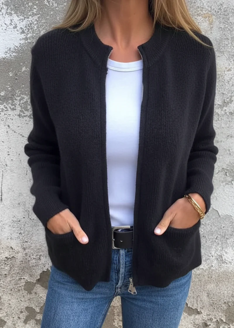 Ambre ~ gilet zippée en maille au chic moderne – Image 4
