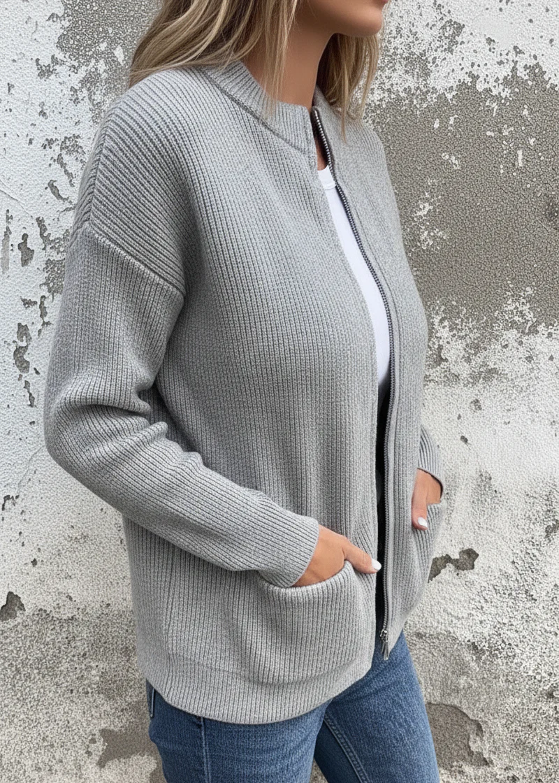 Ambre ~ gilet zippée en maille au chic moderne – Image 9