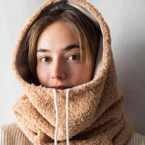 GIBOU Col Capuche Réversible Satin - Beige Caramel