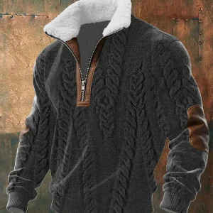 Danoirparis™ PULL ZIPPÉ À COL MONTANT FOURRÉ