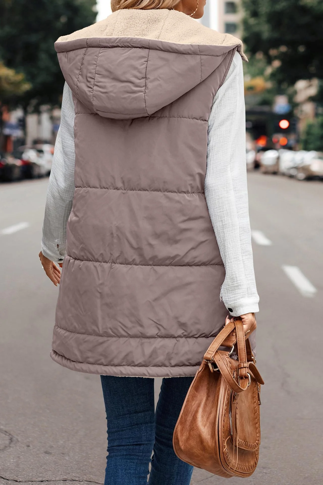 Gabrielle ~ Gilet long réversible avec capuche – Image 7