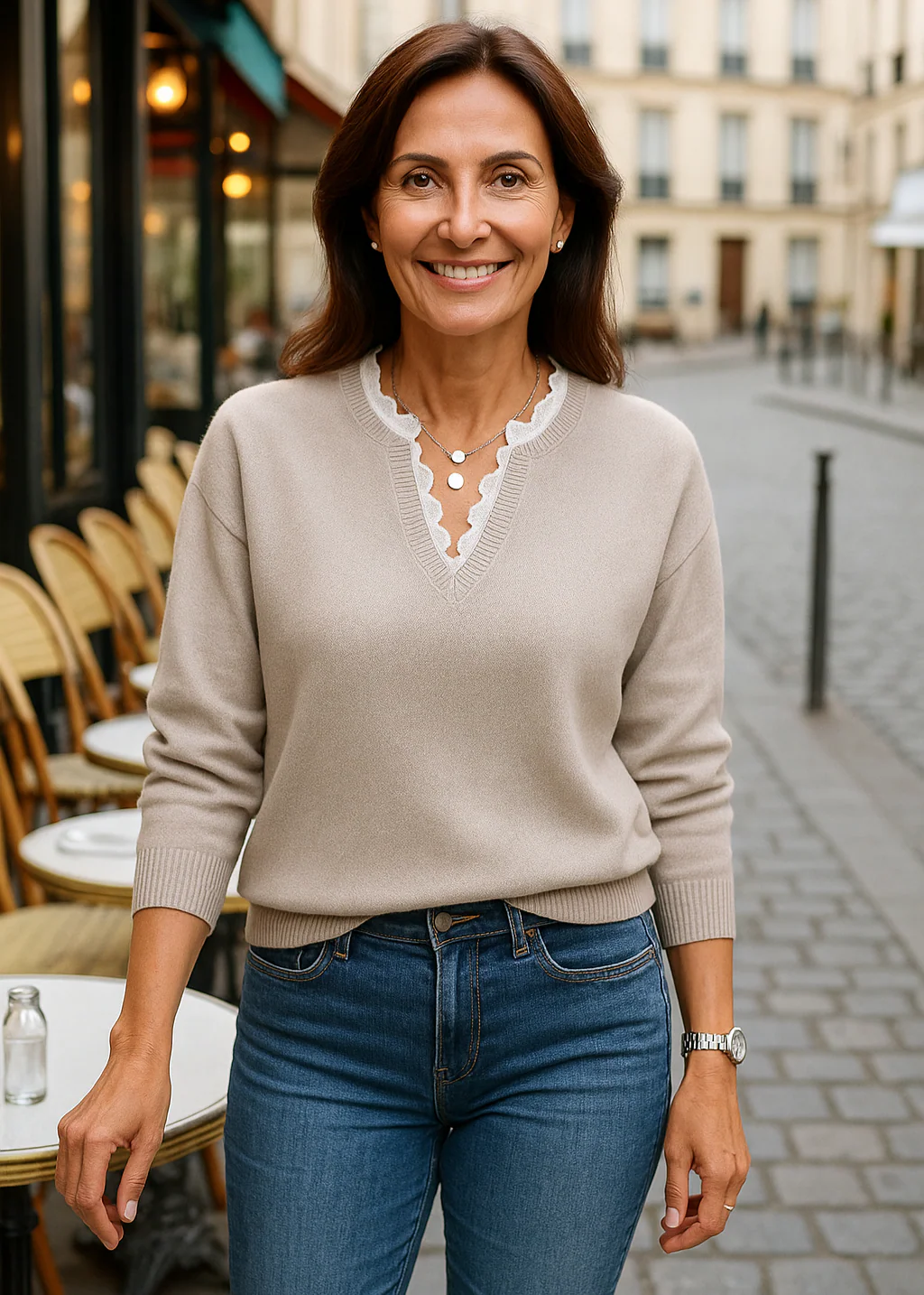 Alana ~ pull en maille à col v – Image 2