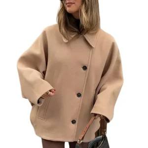 Manteau Femme Oversize – Manteau Élégant avec Boutonnage et Col