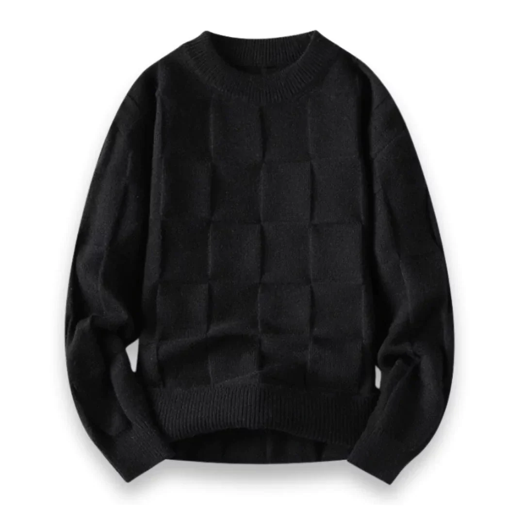 Pull homme à motif structuré – Pull moderne en maille à col rond – Image 4