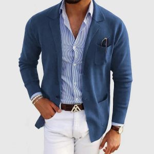 Blazer Décontracté Homme – Veste Légère Élégante avec Col Revers