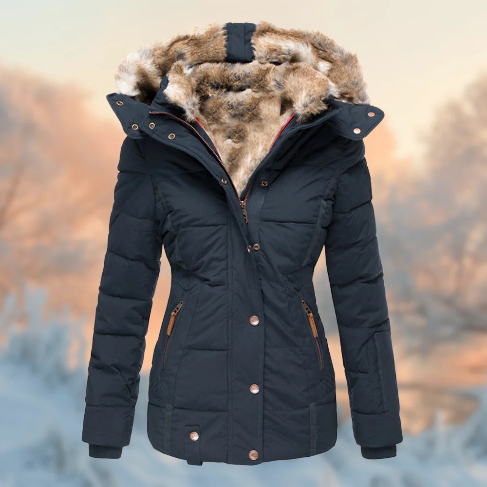 Manteau d’Hiver Femme – Veste Chaude avec Col en Fourrure de Luxe et Capuche – Image 5