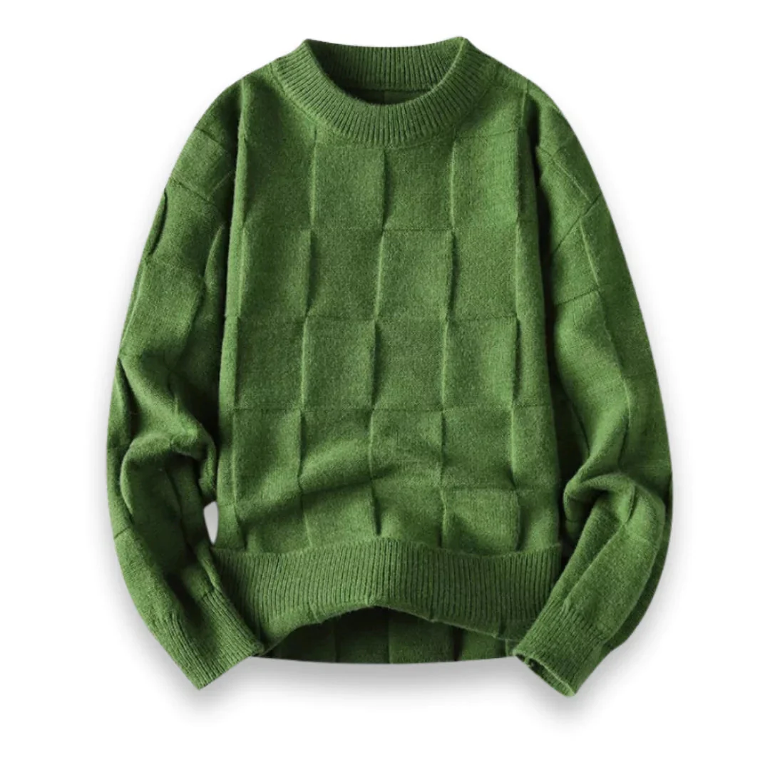 Pull homme à motif structuré – Pull moderne en maille à col rond – Image 3