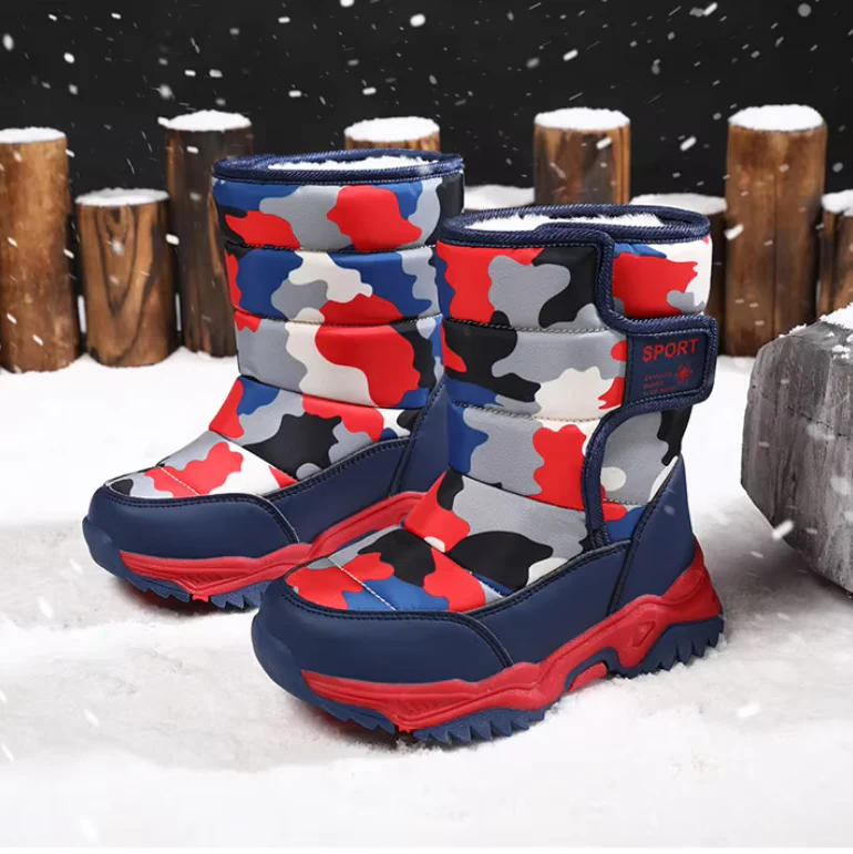 Bottes d’hiver enfant – Bottes de neige chaudes camouflage avec semelle antidérapante – Image 6