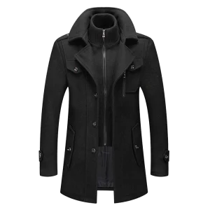 Manteau d’hiver homme – Manteau élégant à double col avec fermeture éclair